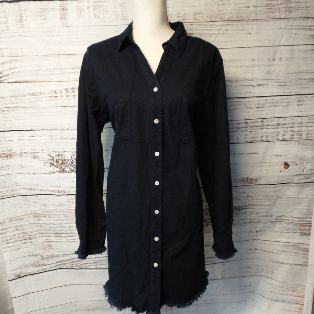 🛍️ ZILCREMO Women's Denim Distressed Jean Shirt Dress Sz 2XL